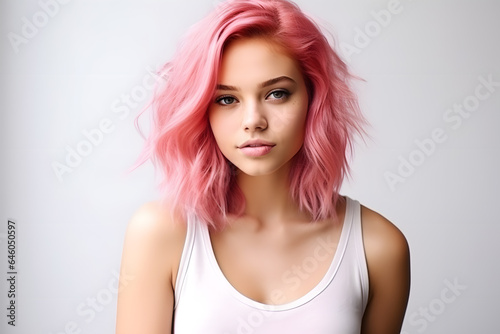 Beautiful young pink hair woman portrait © Oksana