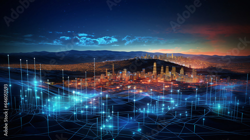 Analysts and energy experts using AI algorithms and data analytics to forecast energy demand patterns, helping utilities plan for peak usage periods
