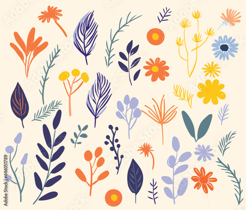 Wallpaper Mural New Year card design. Christmas floral patterns in vibrant colors.Christmas pattern, drawing and vector. Plants, flowers and leaves doodles. Seamless pattern design. Torontodigital.ca