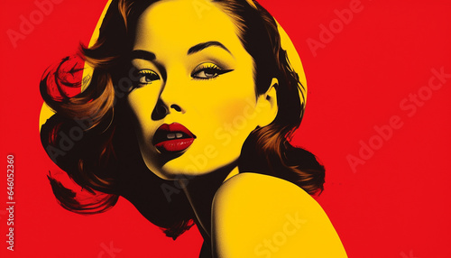 Pop art beauty Sensual young woman exudes elegance and glamour generated by AI