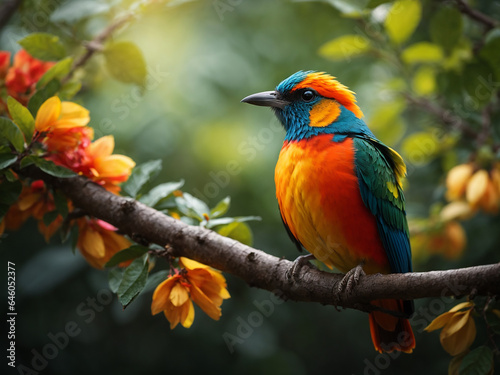  A bird sitting on a tree branch 