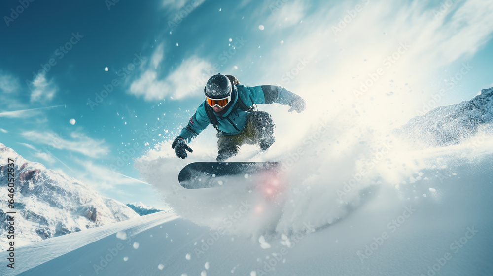 Snowboarder jumping in the air Snowboarder jumping in the air