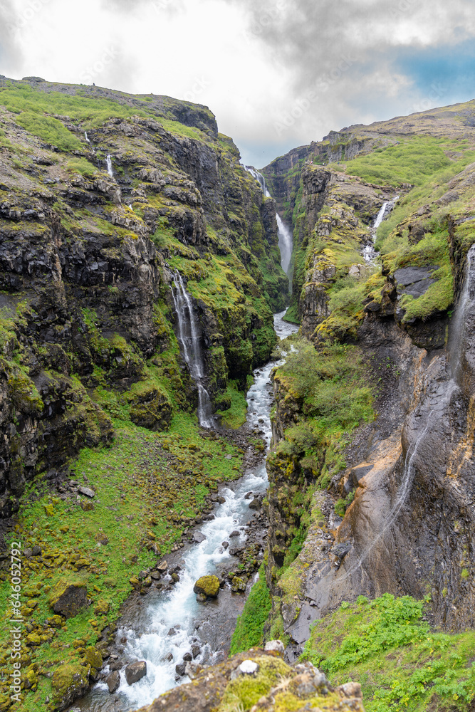 River going through the canyon - Glymur Waterfall, Iceland