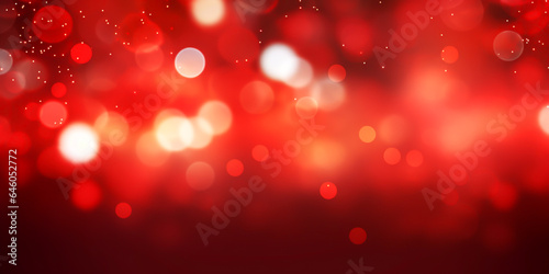 Shiny red bokeh christmas light background, defocus luxury romantic light decoration, abstract blurred glitter xmas holiday card invitation design with copy space ai generate