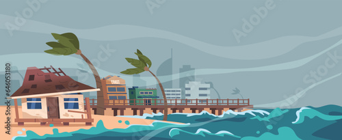 Powerful Hurricane, Brewing At Sea Near A Coastal City, Threatens Devastation With Its Raging Winds And Torrential Rains