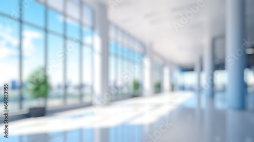 blurred office lobby entrance building background  defocus luxury clinic hospital corridor  modern hotel reception hall interior 