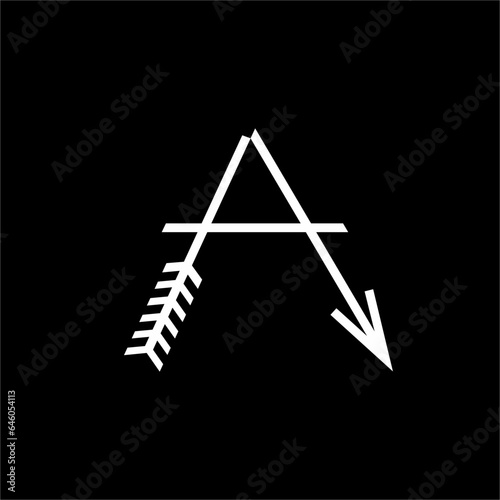 Letter A logo design. Illustration of letter A with a broken arrow concept.