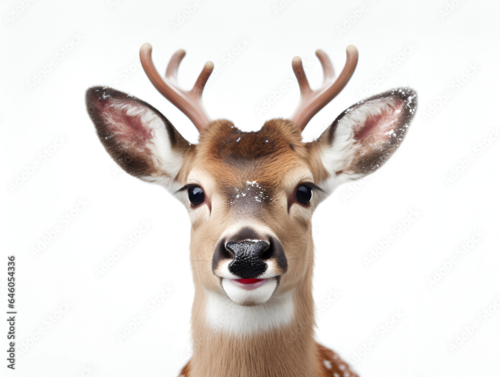 Happy and cute Christmas reindeer with a red hat, background Happy and cute Christmas reindeer with a red hat, background