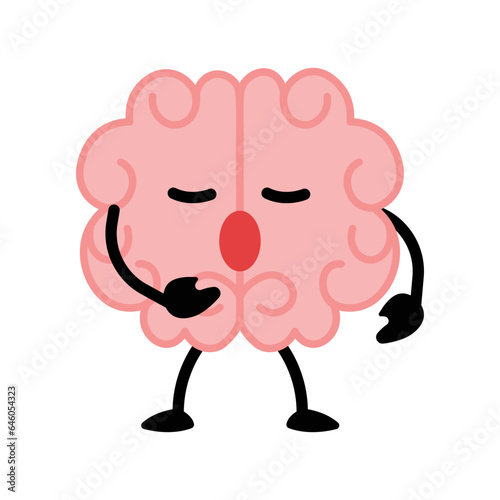 Cartoon brain character illustration. Funny cartoon brain character drawing set. Smart brain with lightbulb, sleeping, farting, thinking, training and dead. Cute vector hand drawn illustration. © dapiyupi