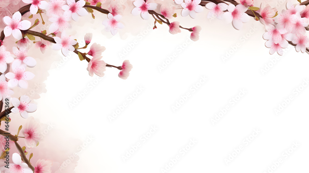 Background decorated with cherry blossom trees, Generative AI
