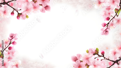 Decorated background surrounded by cherry blossoms, Generative AI © Crowcat