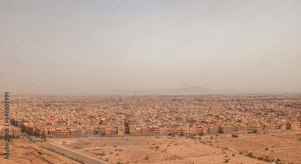 Rooftop view over Marrakech from above