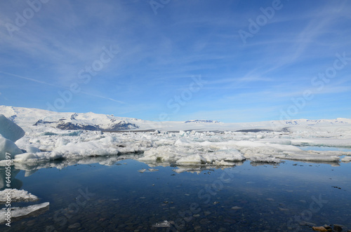 Blue Skies Over an Icey Landscape in Iceland