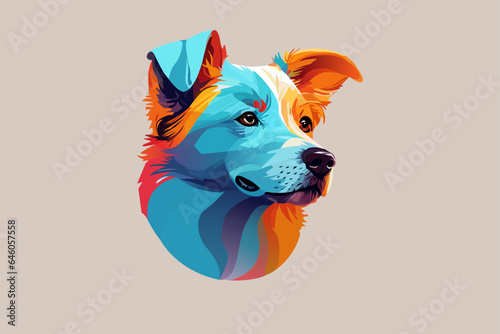 two vector dog head, bright logo
