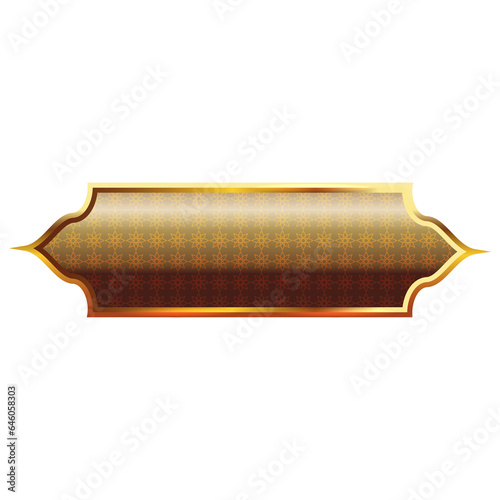Luxury golden set arabic islamic banner title frame text box in transparent background	
