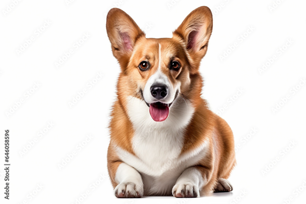 Portrait of Welsh Corgi dog on white background