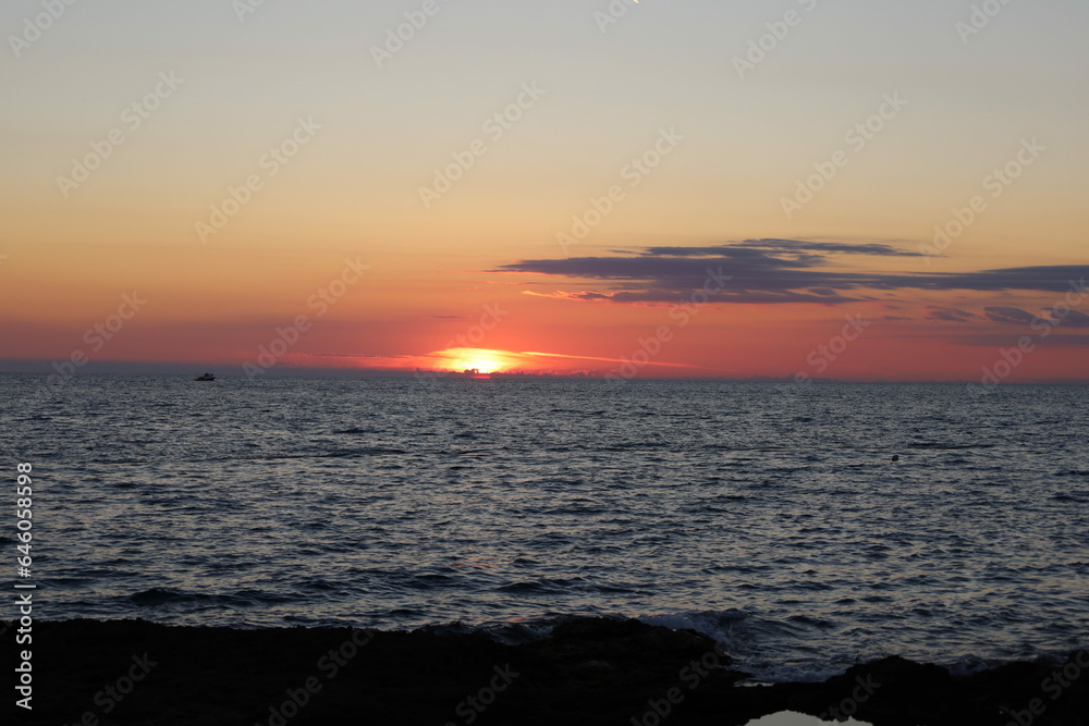 Sunset in the sea, Croatia, Sunset at coast of the sea