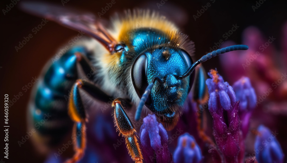 Small insect pollinates flower, symbiotic relationship in natural beauty generated by AI Small insect pollinates flower, symbiotic relationship in natural beauty generated by AI