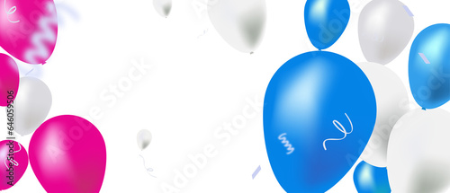 Vector colorful balloons isolated on png background. Realistic festive balloons template for anniversary, Birthday party design. Vector illustration on transparent background