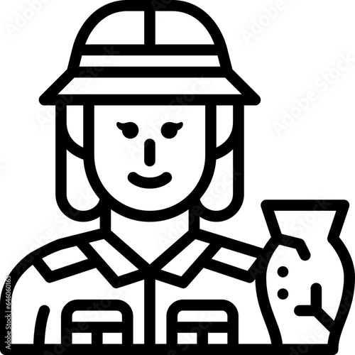 female archaeologist line icon