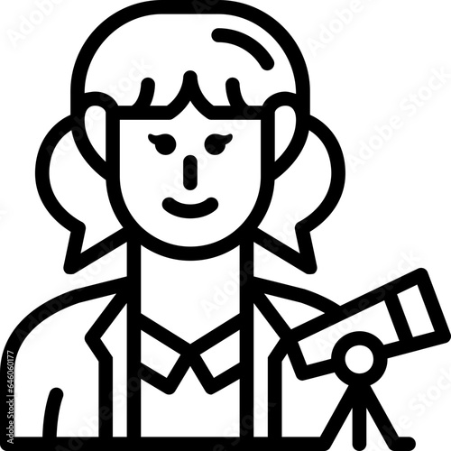 female astronomer line icon