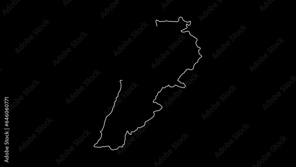 Lebanon map animation line. Black line animation letters drawing on a white background. Lebanon map animation line. Black line animation letters drawing on a white background.