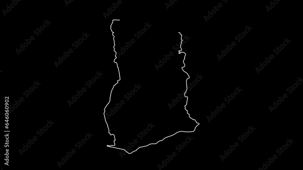 Ghana map animation line. Black line animation letters drawing on a white background. Ghana map animation line. Black line animation letters drawing on a white background.