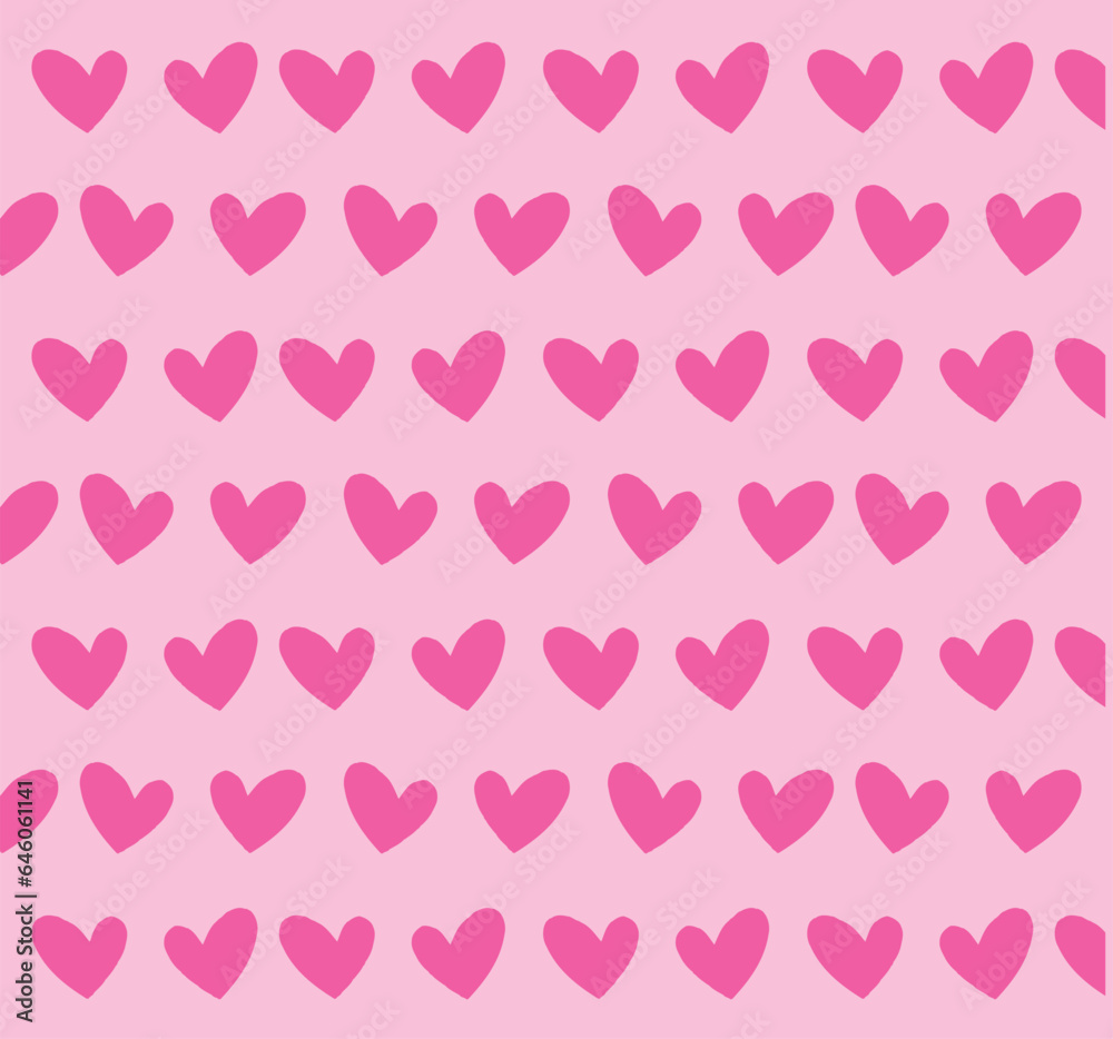 Seamless pattern design with cute hearts in pink and white