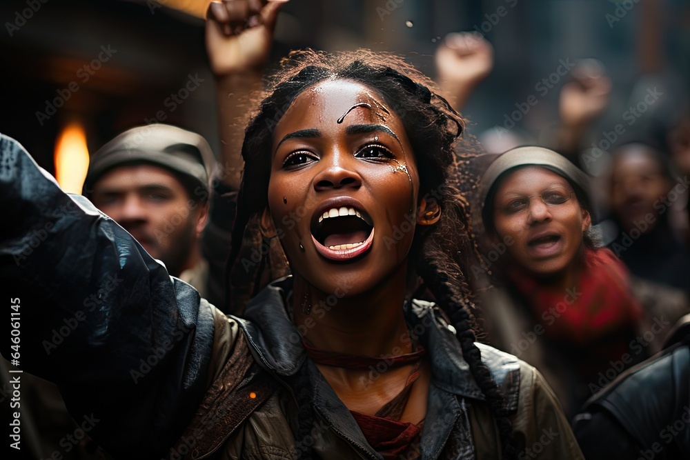 Disorder and protests unfolding on the bustling streets of a metropolis Disorder and protests unfolding on the bustling streets of a metropolis