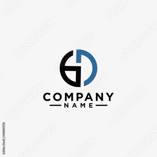 vector illustration of initial gj logo design in black and blue
