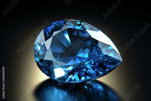 Blue sparkling gem with diamonds. Generative AI