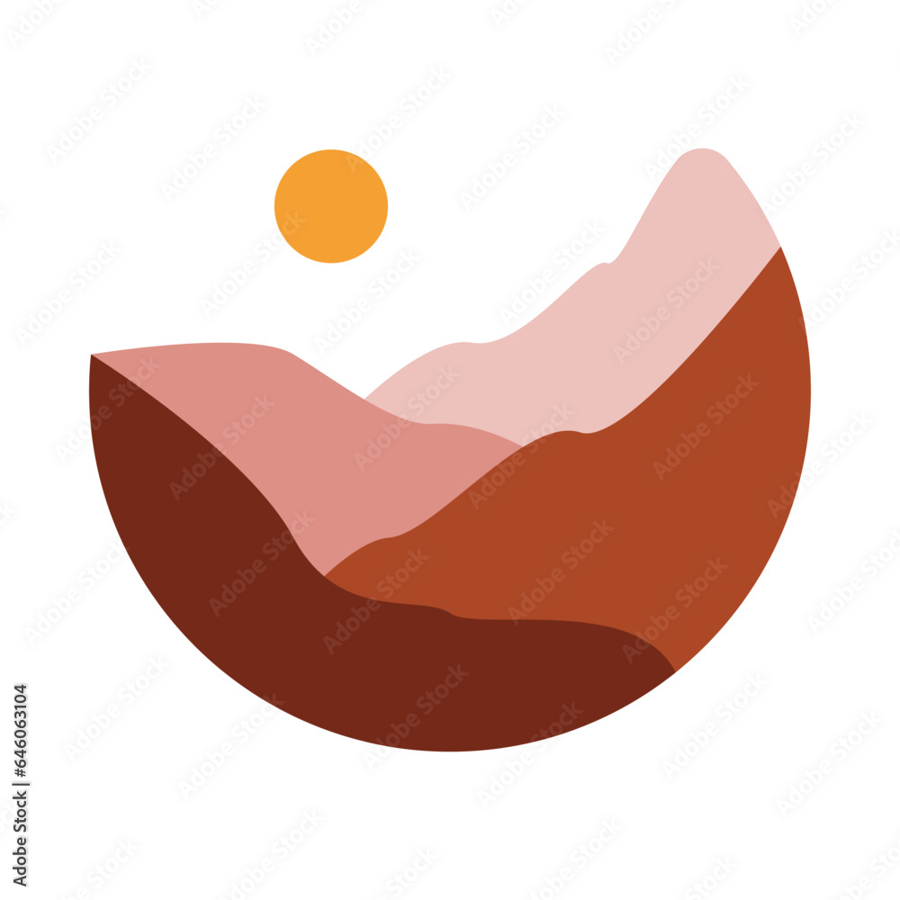 Monochrome abstract landscapes in the shape of a circle. Mountains, river, sea view. Hills, sun, Moon. Round Icons. Flat Abstract design. Scandinavian-style landscapes. Monochrome abstract landscapes in the shape of a circle. Mountains, river, sea view. Hills, sun, Moon. Round Icons. Flat Abstract design. Scandinavian-style landscapes.