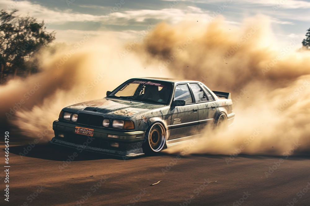 Obraz premium cool modern car drifting, Generative AI 