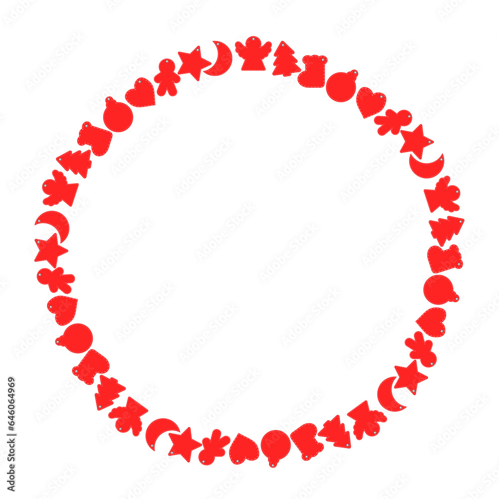 christmas star, angel, ball, heart decor round frame christmas star, angel, ball, heart decor round frame