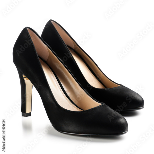 Black high heel women shoes isolated on white background.