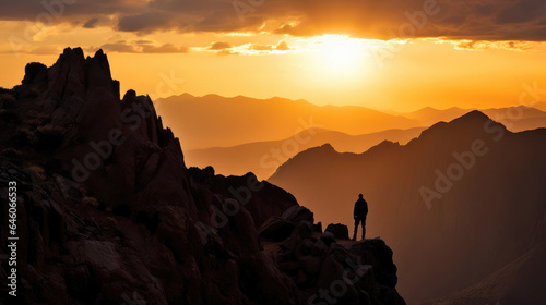 Conquering the Peak: Sunset Triumph