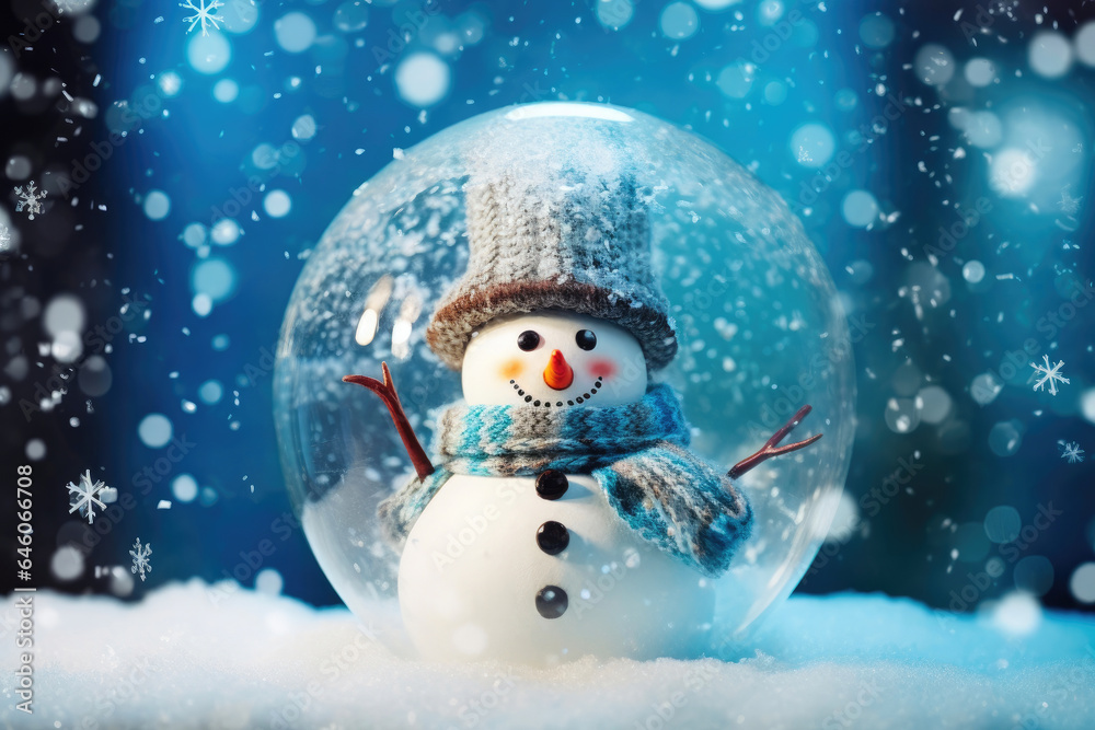 Snowman and Snowflakes in a Crystal Ball Snowman and Snowflakes in a Crystal Ball