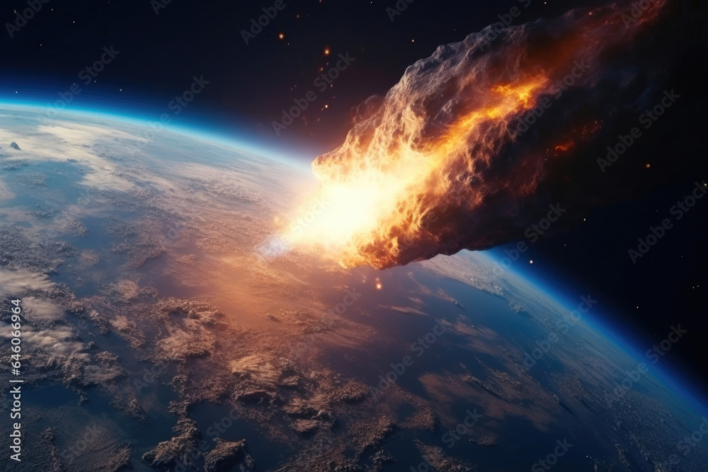Fiery Meteor Plunging into Earth's Atmosphere