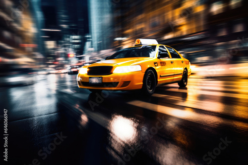 Nocturnal Taxi Hustle: City Lights in Motion