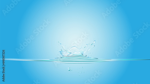 Blue water splash Realistic, vector illustration