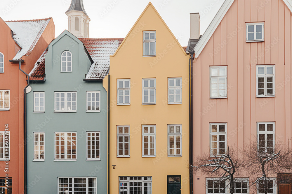 Colorful houses in the old nordic town .