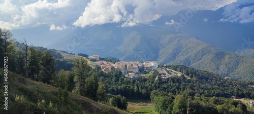 view from the mountain to the resort of Rosa Khutor