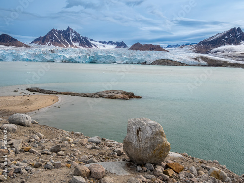 Lilliehöökbreen glacier complex in Albert I Land and Haakon VII Land at Spitsbergen, Svalbard. photo