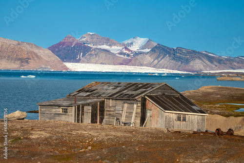 Histrorical ruins, Ny-Ålesund, Brøgger peninsula (Brøggerhalvøya), Kongsfjorden, Svalbard, Norway. The northernmost functional civilian settlement photo