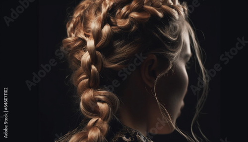 Beautiful young women showcase elegance and sensuality in hair portraits generated by AI