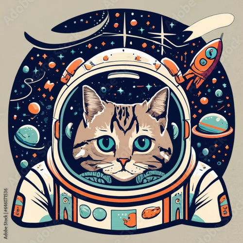 Explorador felino en el cosmos: ¡Un gato espacial listo para la aventura intergaláctica!  photo