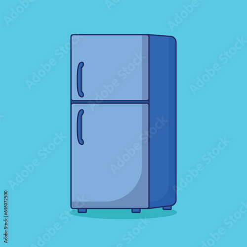 Comic-Style Fridge Refrigerator Icon with Freezer Container in Vector Cartoon Illustration