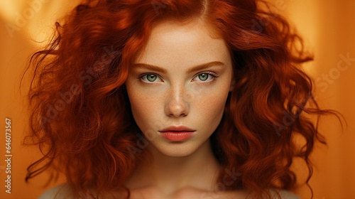 Expressive make up stunning beauty redhead woman portrait autumn woman model