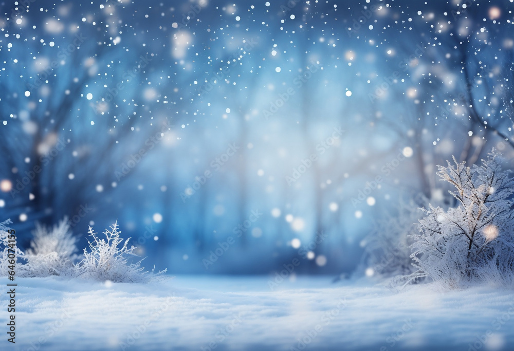 Festive winter wonderland with twinkling Christmas trees