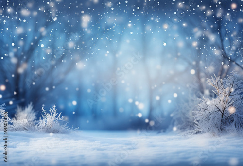 Festive winter wonderland with twinkling Christmas trees © NE97